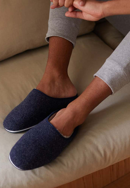 Chaussons d'intérieur en laine - Claude Marine