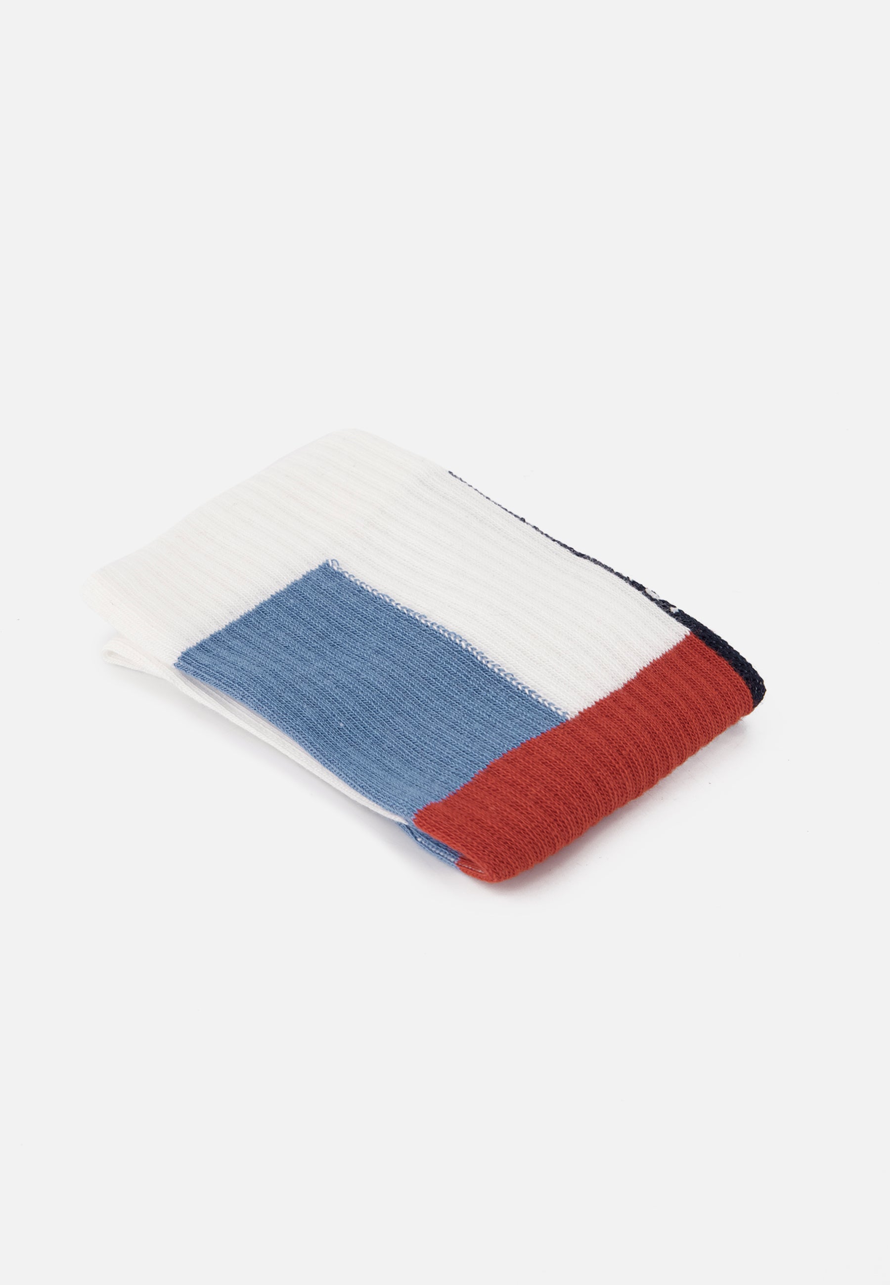 Chaussettes de sport mi-hautes rayées jaune et bleu marine - Wilfried Mondrian Bleu Jean Brique