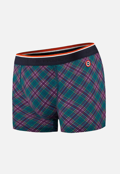 Boxer à motif tartan bleu canard - Marius Tartan Bleu Canard