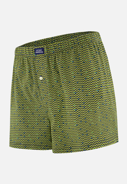 Caleçon à motif chevron jaune anis en jersey de coton - Fredo Chevron Jaune Anis
