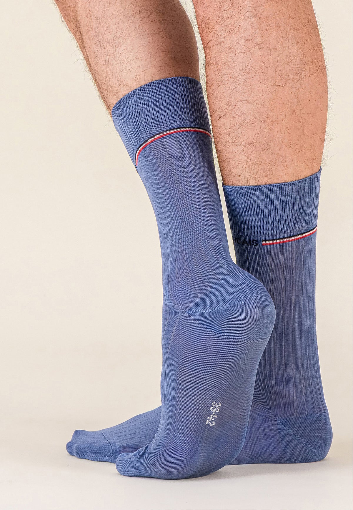 Chaussettes mi-hautes bleu en fil d'Écosse - Nessy Bleu Acier