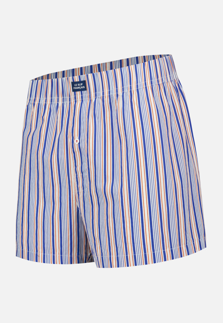 Jacques Rayure Duo Bleu Eblouissant Coquelicot - Le Slip Français - 1