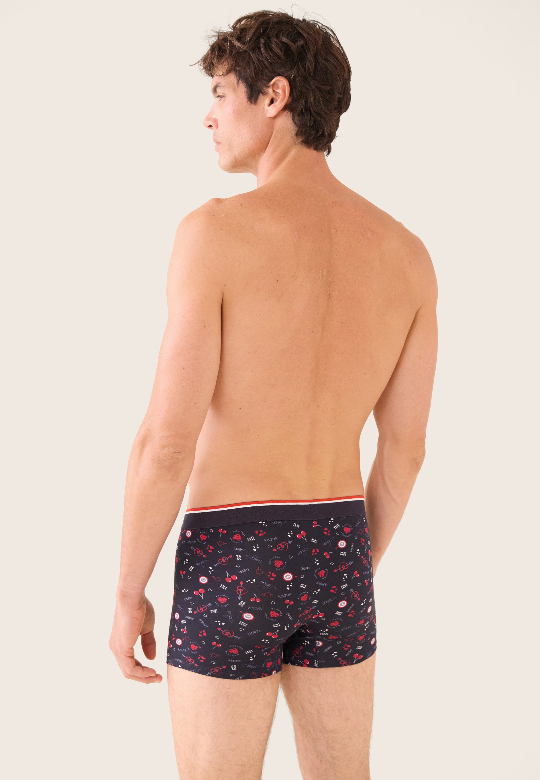 Boxer bleu marine à motif cerises en coton - Marius Cherry Marine