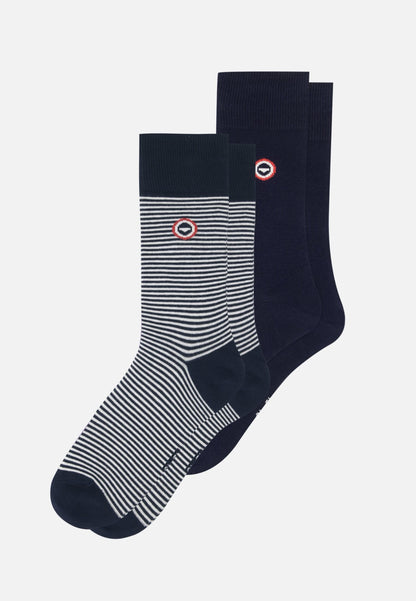 Lot de 2 chaussettes mi-hautes - Chaussettes Bleu Marine Marinière