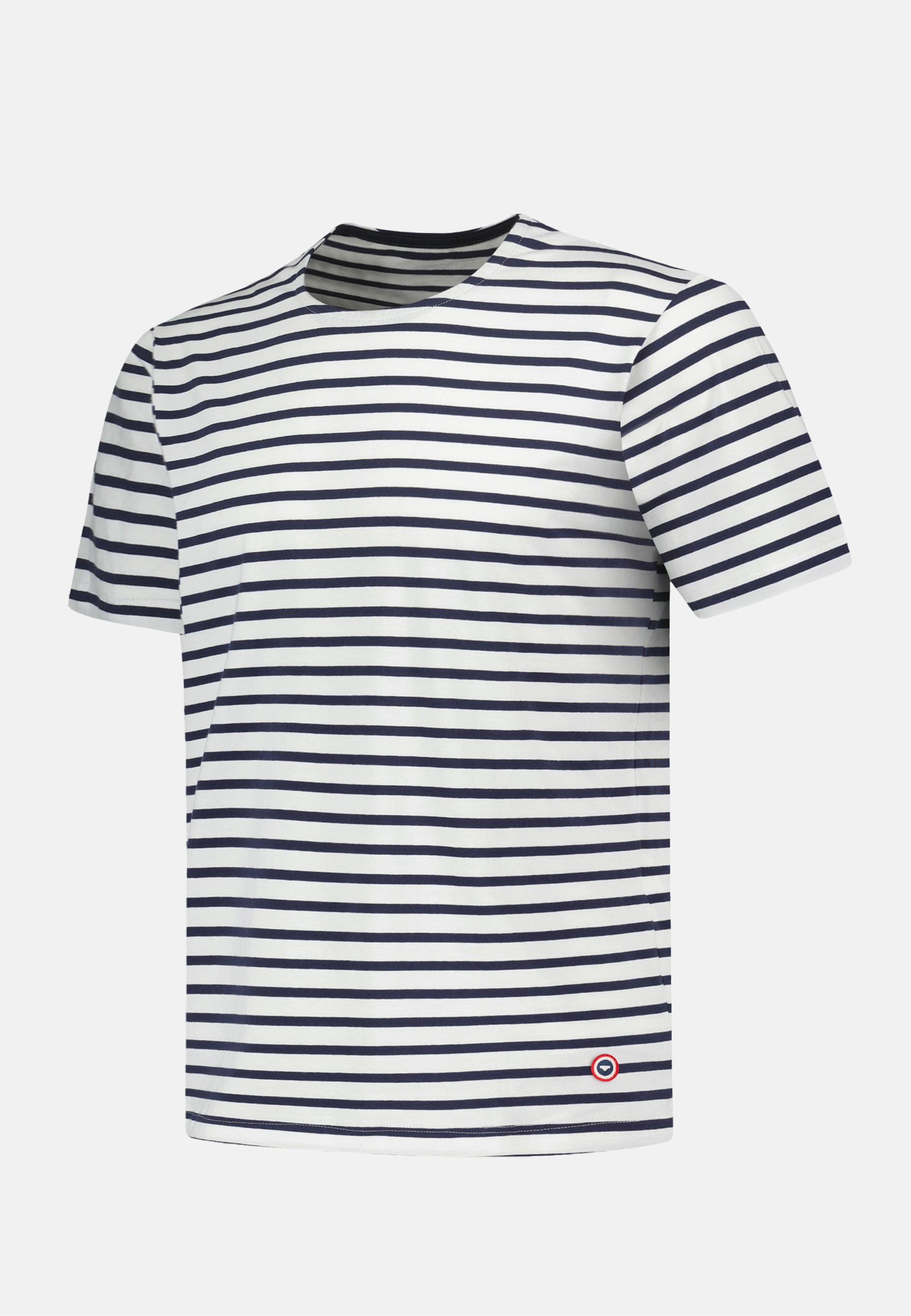 Men's navy blue striped T-shirt with short sleeves - Charly Mariniere Marine