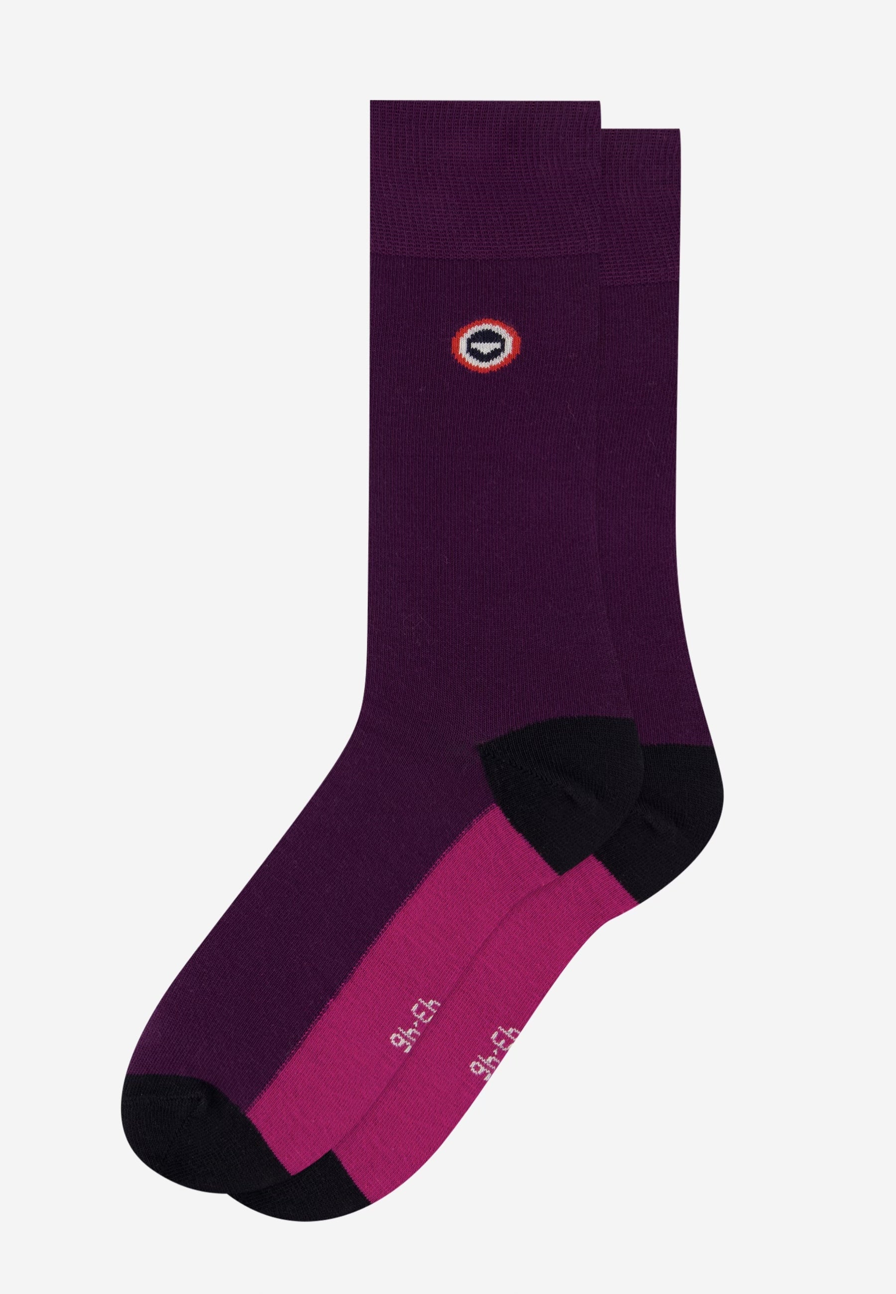Chaussettes mi-hautes prune fantaisie - Lucas Demi Bloc Prune