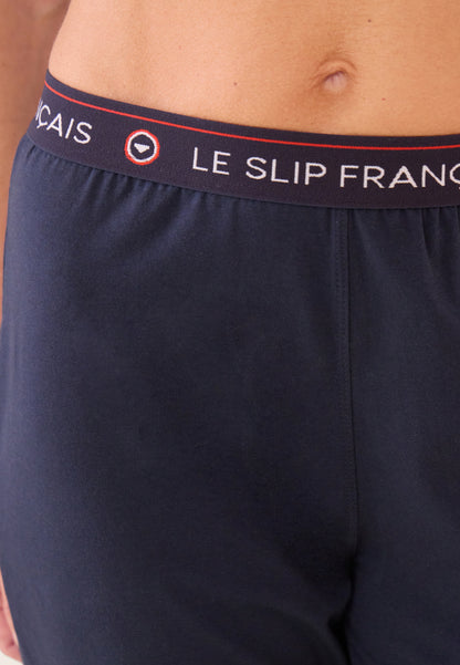 Bas de pyjama long femme bleu marine en coton - Vigoureuse Marine