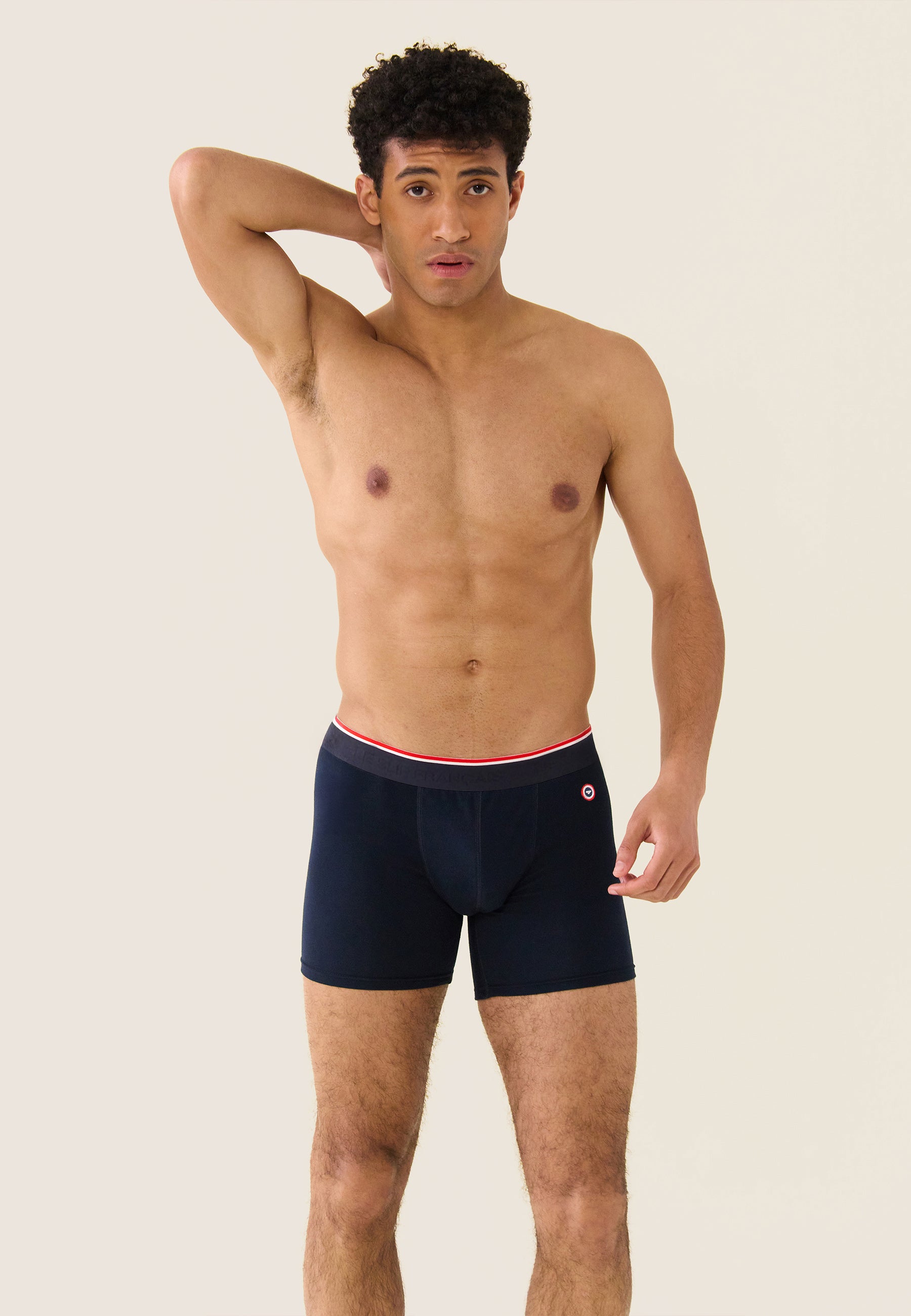 Boxer long bleu marine en coton - Michel Marine