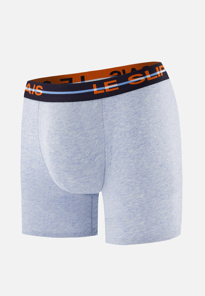 Boxer long bleu en coton - Redoutable Long Bleu Ciel Chiné