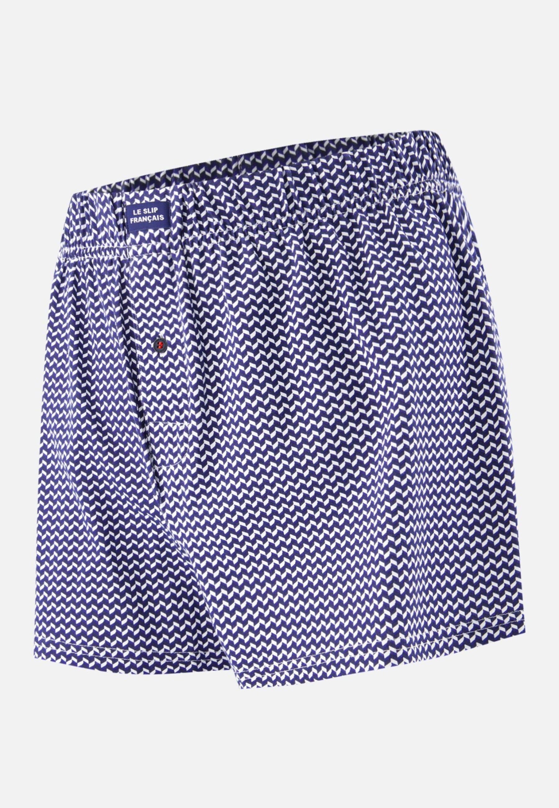 Caleçon à chevrons bleu blanc noir en jersey de coton - Fredo Chevron