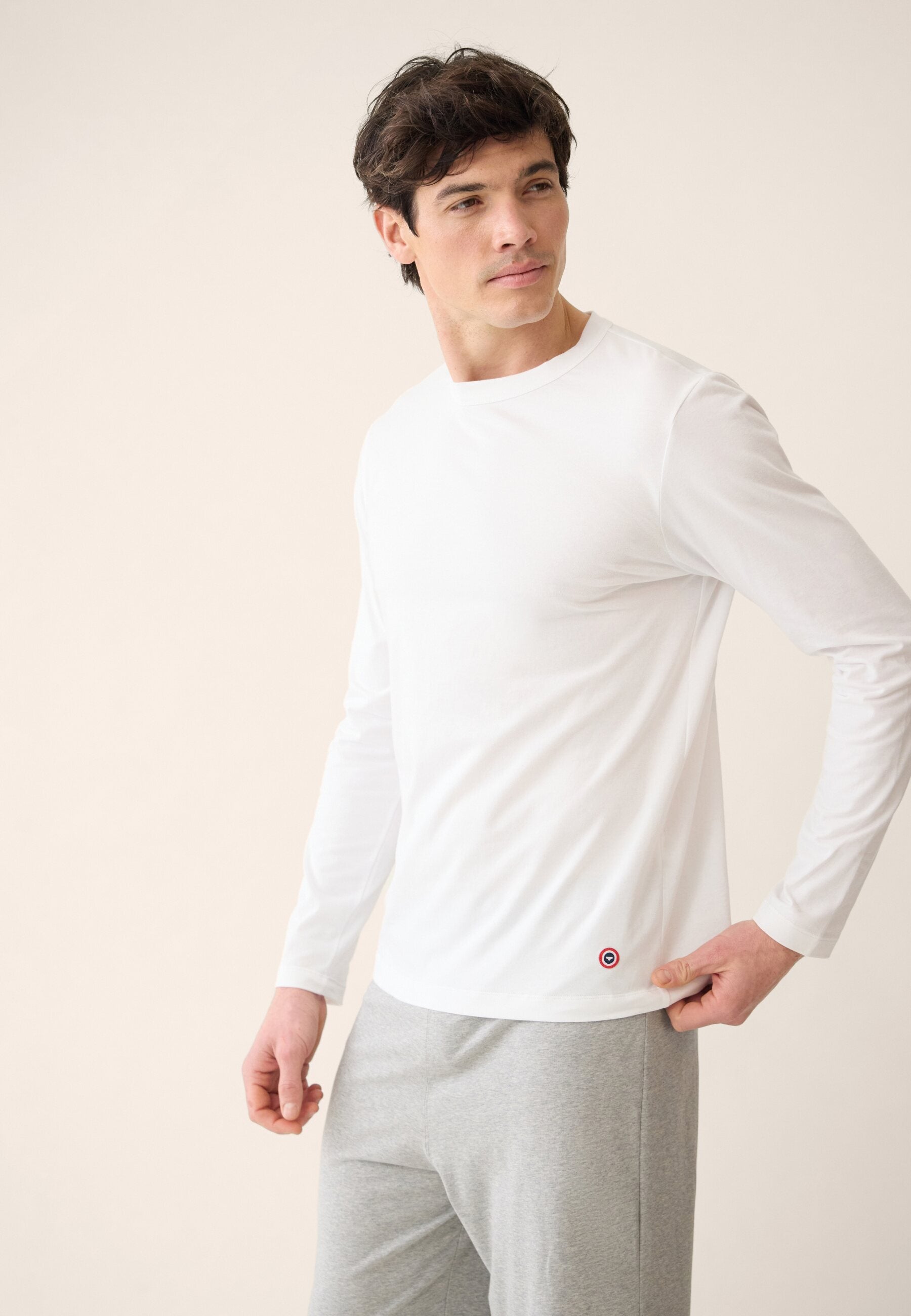 Lot de 3 t-shirts manches longues en coton - T-Shirts Manches Longues Anthracite Blanc Noir