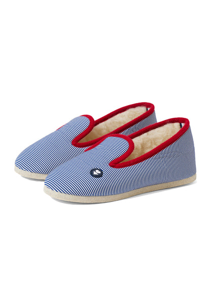 Chaussons d'intérieur en laine - Pantoufles Rayure Marine