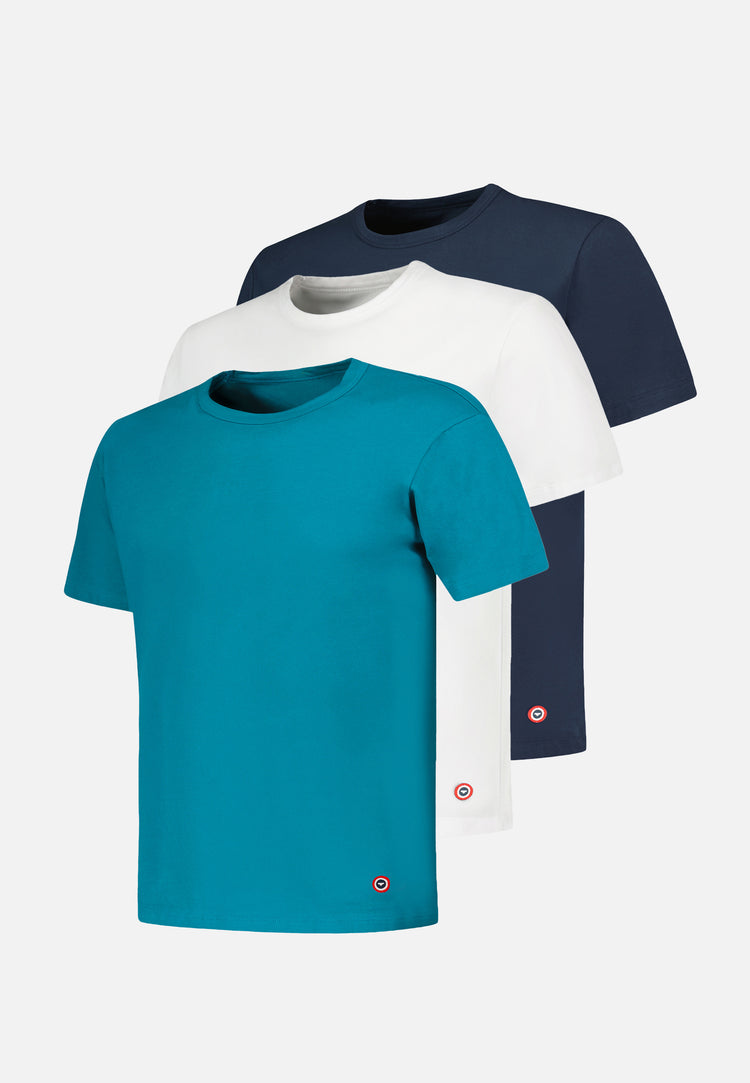 Lot de 3 T-shirts manches courtes en coton - T-shirts manches courtes Formidable Marine Blanc Topaz - Le Slip Français - 1
