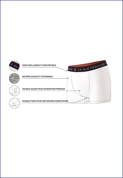 Lot de 5 boxers en coton - Boxers Noir Bleu Bleu Marine Gris Chiné Rouge
