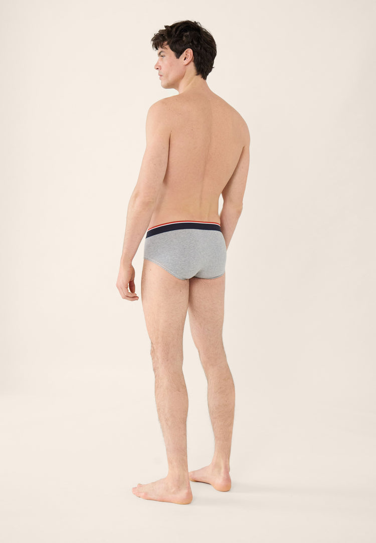 Lot de 3 slips en coton - Trio de Slip Terrible Marinière Marine Gris - Le Slip Français - 8