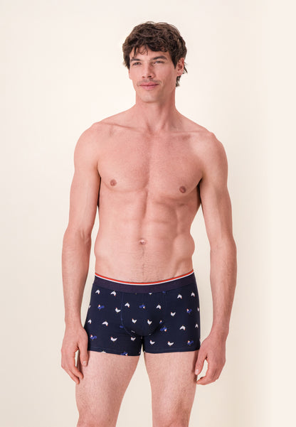 Lot de 5 boxers en coton - Boxers Coq Marine Indigo Marine Blanc Rouge