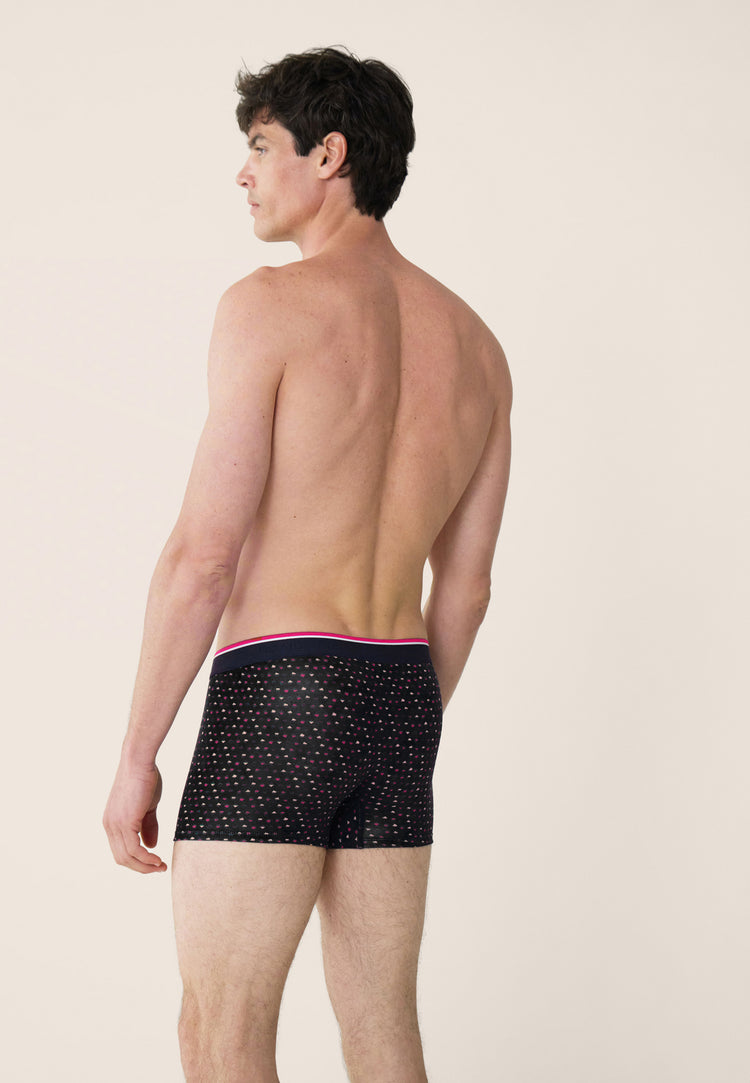 Boxer noir imprimé géométrique - Marius Petits Carres Noir - Le Slip Français - 3