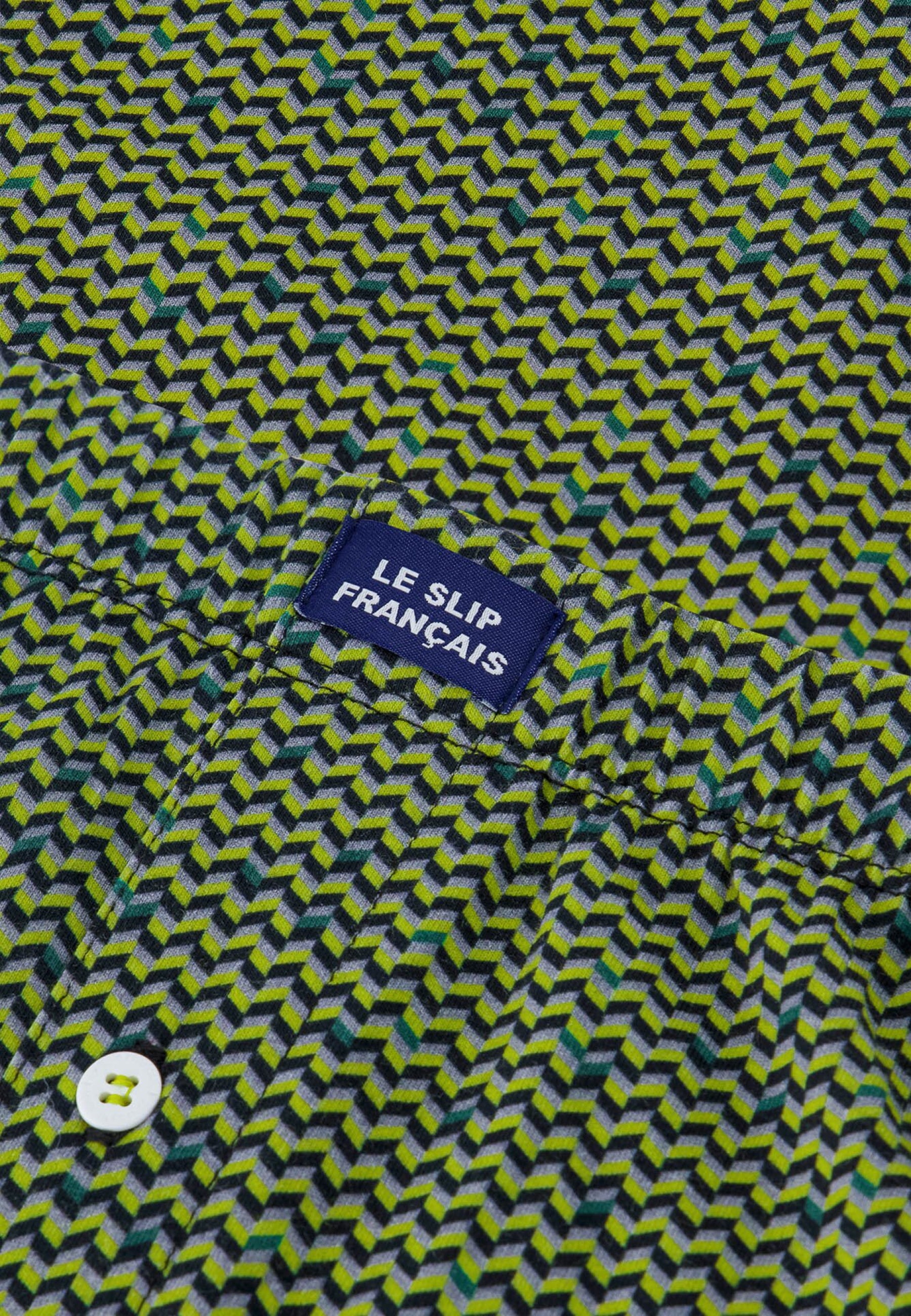 Caleçon à motif chevron jaune anis en jersey de coton - Fredo Chevron Jaune Anis