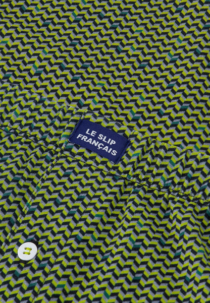 Caleçon à motif chevron jaune anis en jersey de coton - Fredo Chevron Jaune Anis