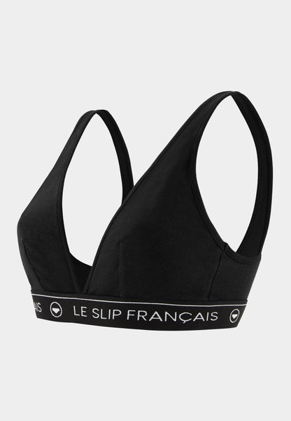 Soutien-gorge triangle sans armature noir en coton - Séduisante Noir