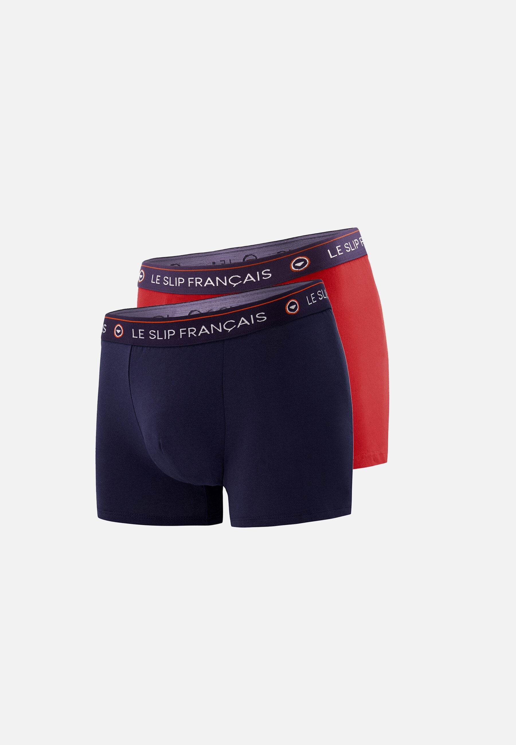 Lot de 2 boxers en coton - Boxers Bleu Marine Rouge