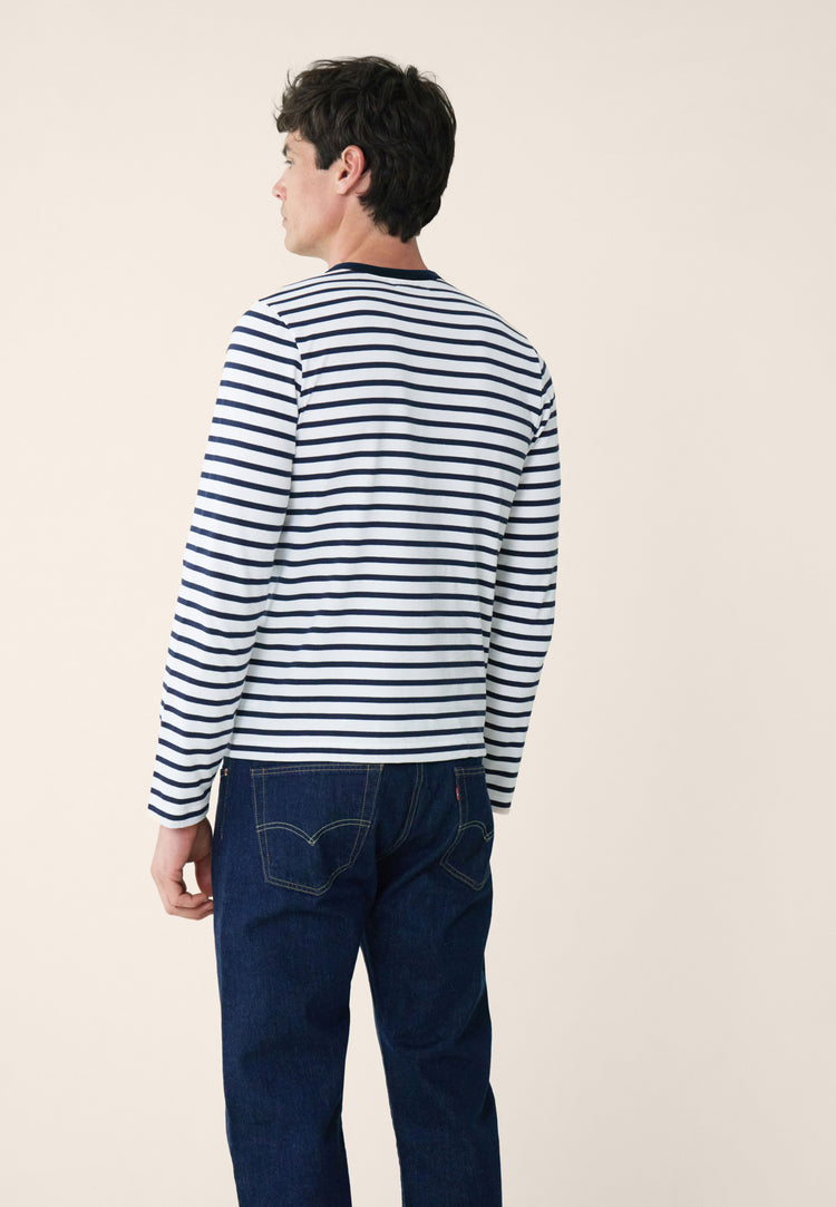 Marinière rayée bleue - T-shirt mixte marinière manches longues - Le Slip Français - 2