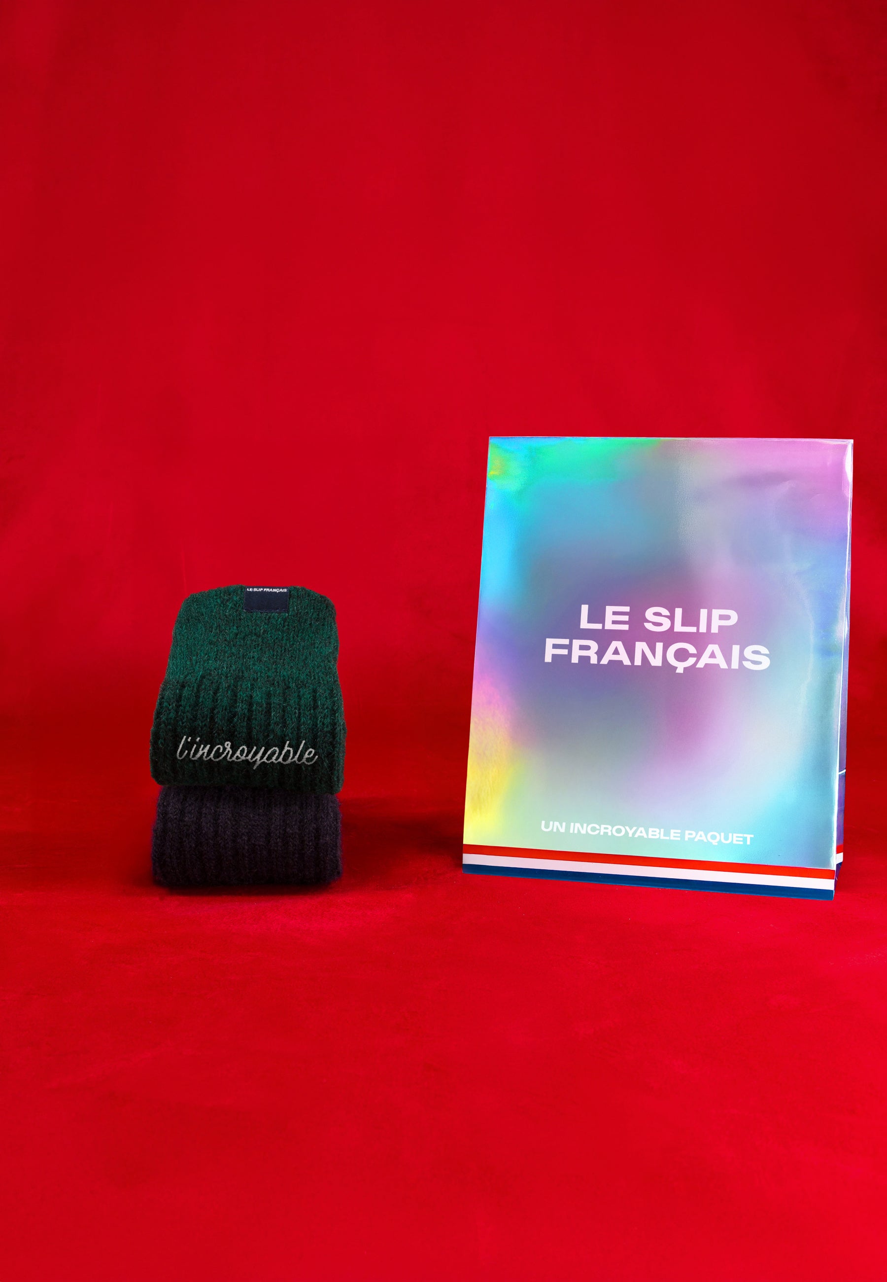 Lot de 2 chaussettes mi-hautes en mohair - Chaussettes Vert Sapin Brodé L'Incroyable Marine