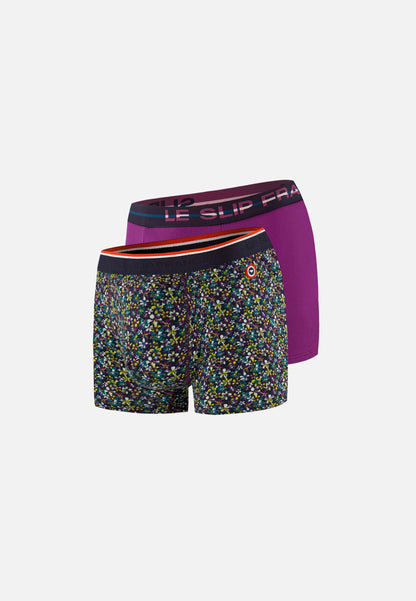 Lot de 2 boxers en coton - Boxers Bloom Bleu Canard Violet Profond