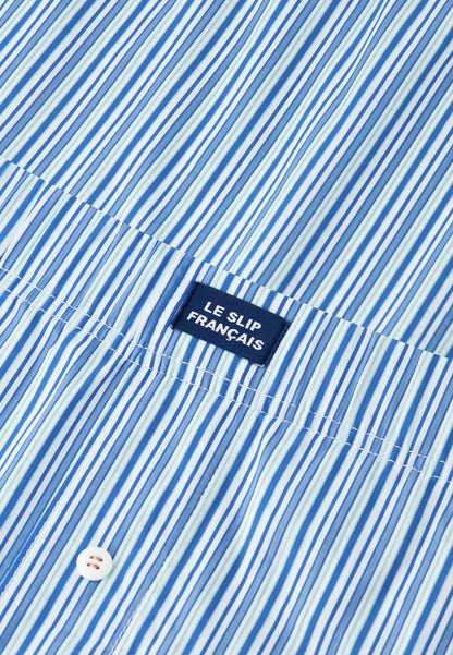 Blue striped cotton mattress boxer shorts - Jacques Striped Mattress Blue Ocean
