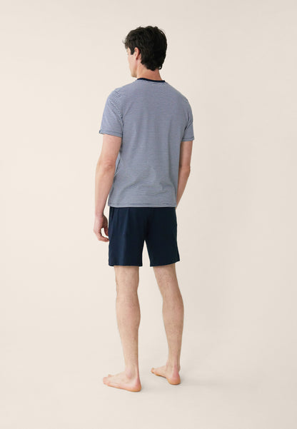 Ensemble pyjama haut marinière et short bleu marine en coton - Pyjama Haut Manches Courtes Et Bas De Pyjama Court Jeason Marine Marinière
