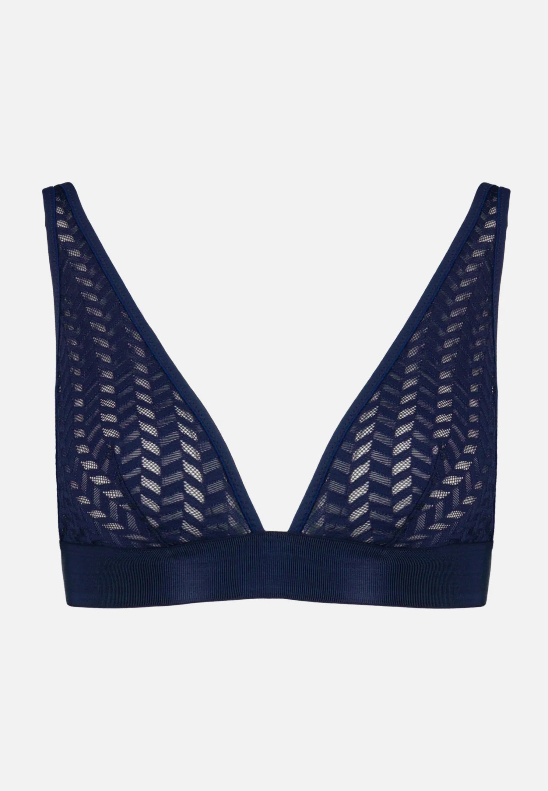 Navy blue lace triangle bra - Agathe Marine