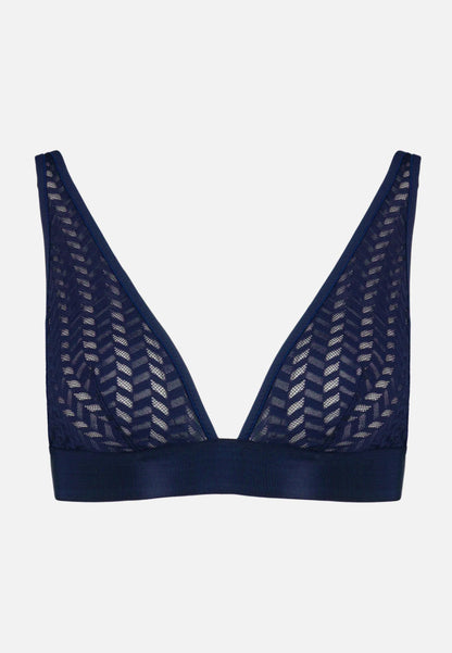 Navy blue lace triangle bra - Agathe Marine