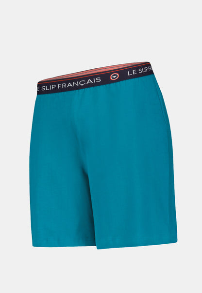 Bas de pyjama court bleu en coton - Invincible Topaz