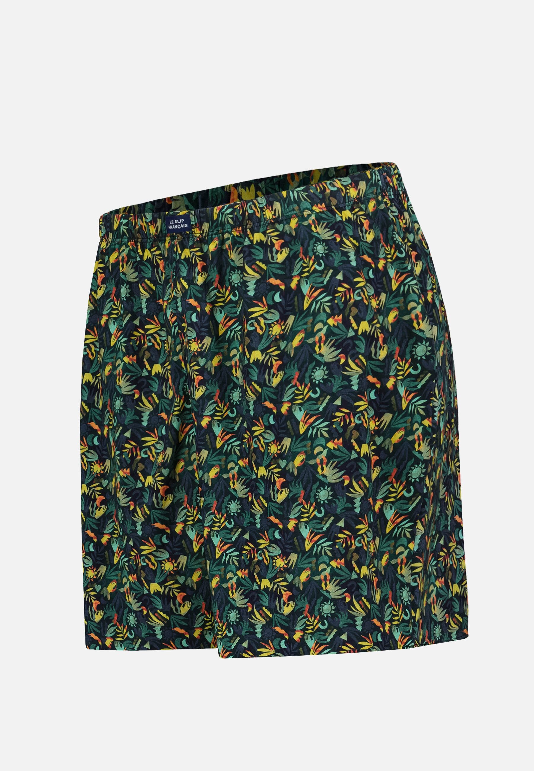 Bas de pyjamas court à motif jungle en coton - Fredy Jungle Kaki Veronese