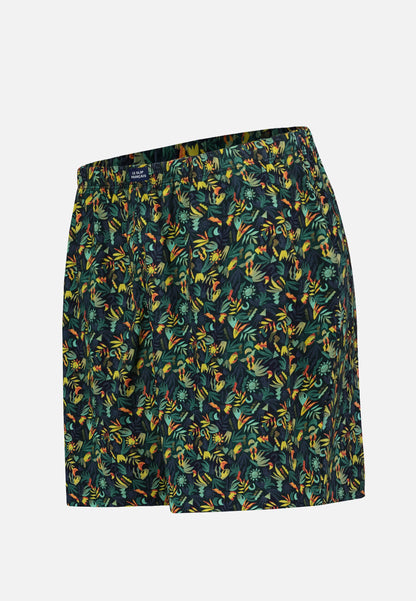 Bas de pyjamas court à motif jungle en coton - Fredy Jungle Kaki Veronese