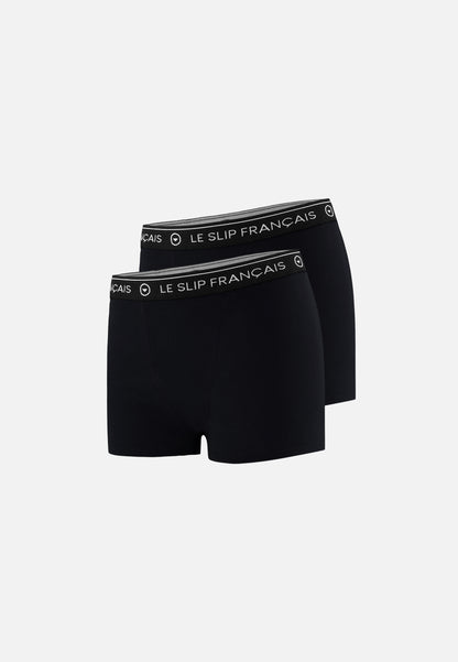 Lot de 2 culottes boxers femme en coton - Culottes Boxers Noir