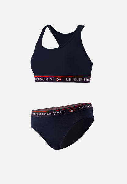 Ensemble culotte brassière en coton - Tapageuse Rieuse Marine