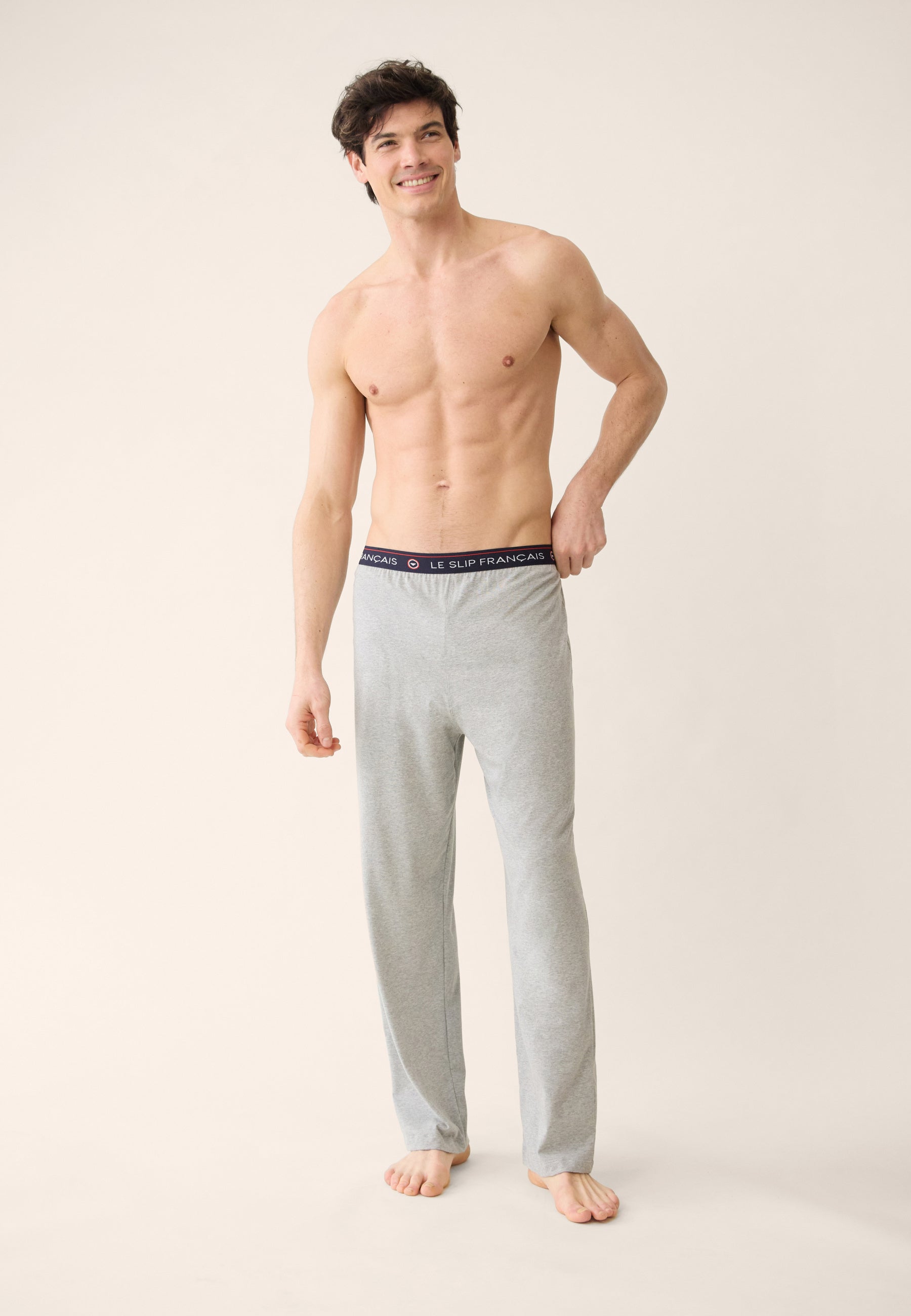 Men's long gray cotton pajama bottoms - Indomitable Gris