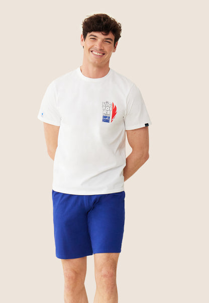 Ensemble pyjama t-shirt et short en coton - Ensemble Pyjama Equipe de France Blanc Indigo