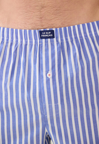 Blue striped cotton boxer shorts - Jacques Sens Nautical Blue