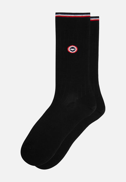 Chaussettes mi-hautes noires en fil d'Écosse - Nessy Noir