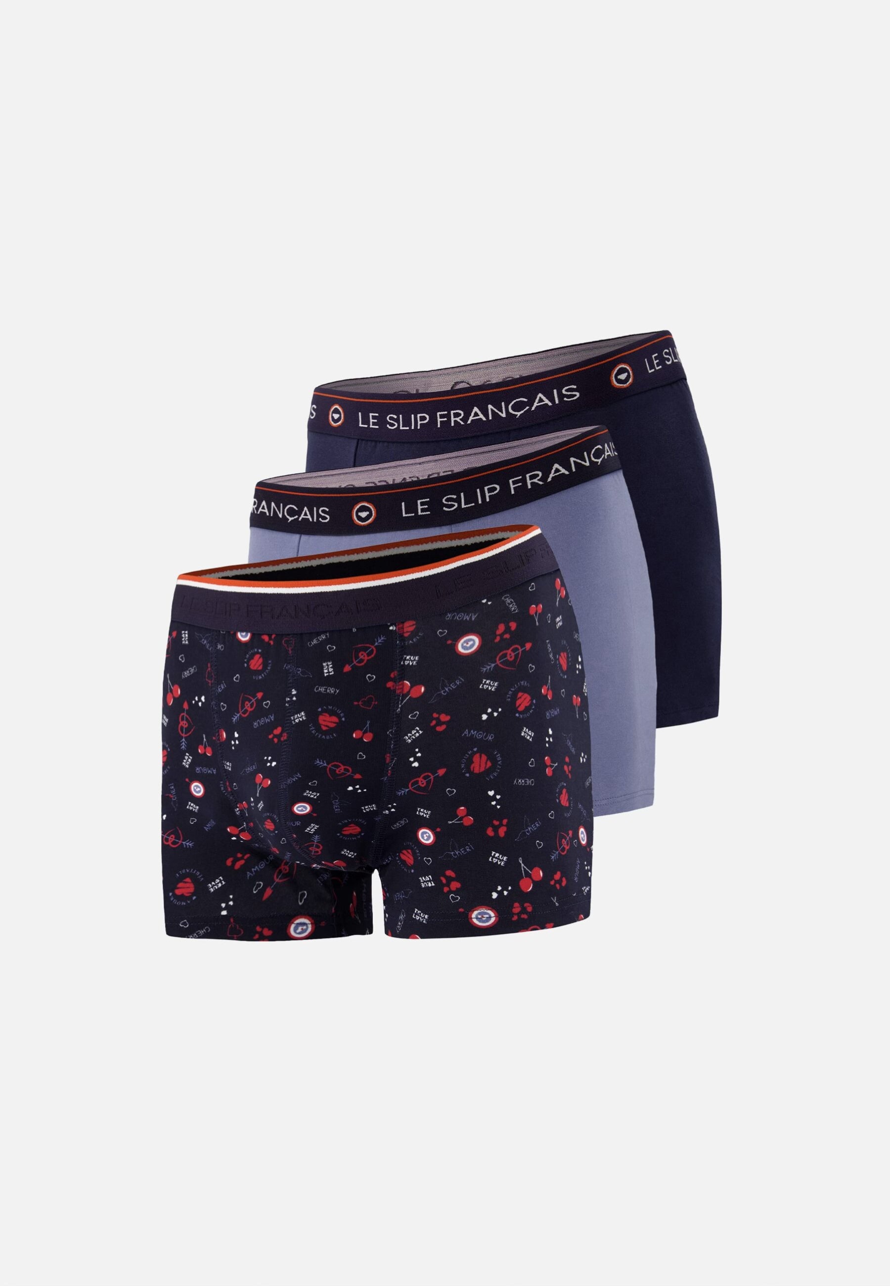 Lot de 3 boxers en coton - Boxers Cherry Marine Bleu Jean