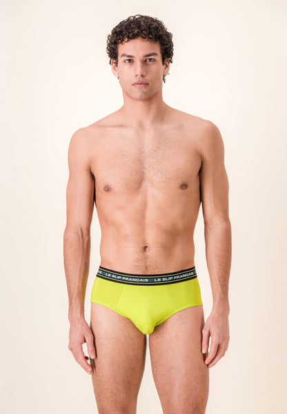 Lot de 3 slips en coton - Slips Entrelacés Vert Forêt Jaune Anis