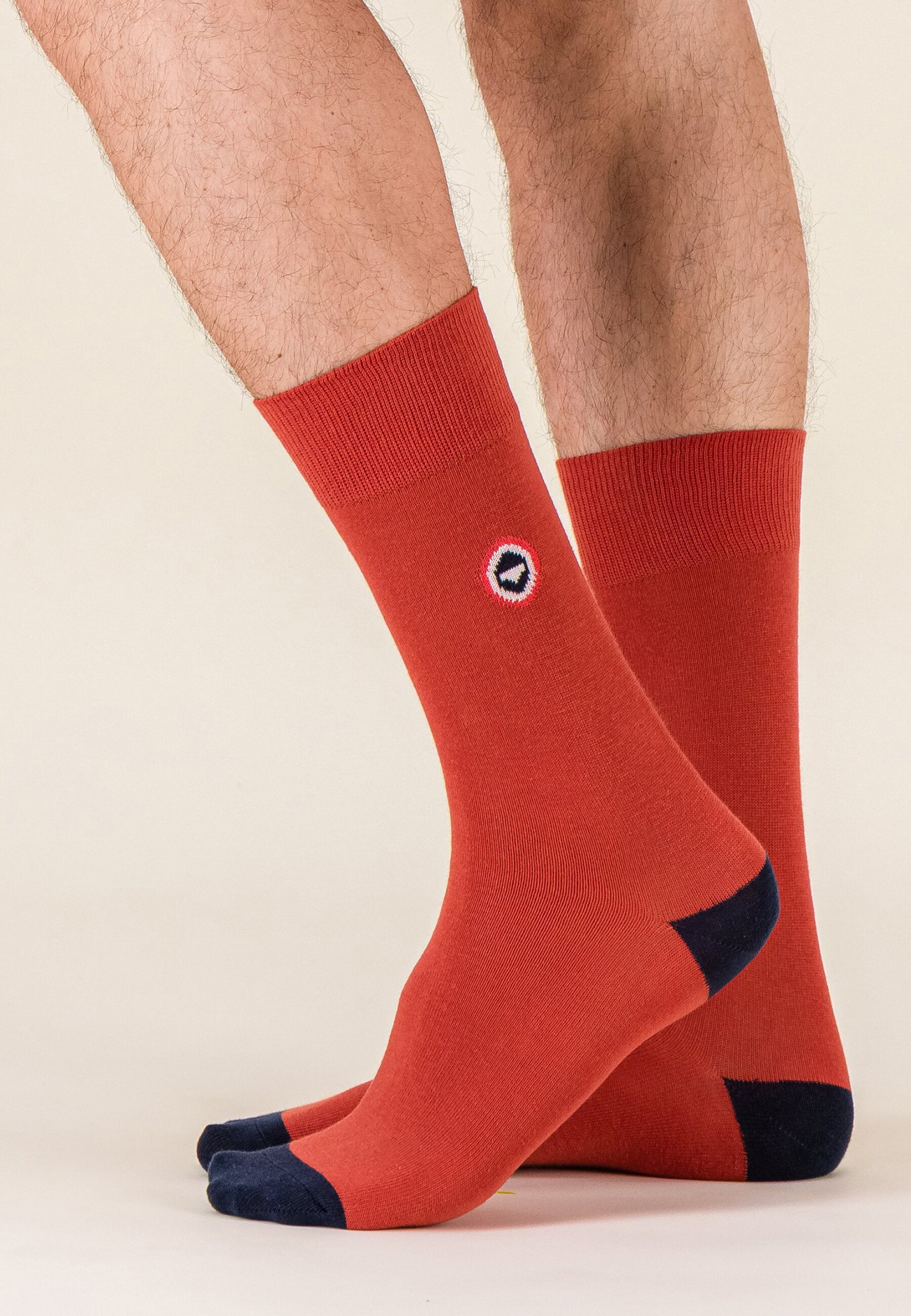 Lot de 7 chaussettes en coton - Chaussettes Mosaïque Rouge Brique Bleu Jean Acier Marine Blanc Marinière Bleu
