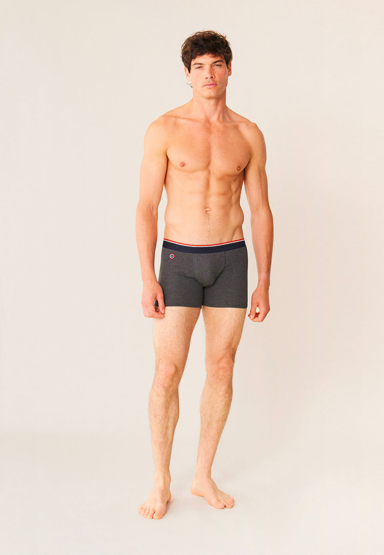Lot de 3 boxers long en coton - Boxers Marine Gris Anthracite Prune - Le Slip Français - 3