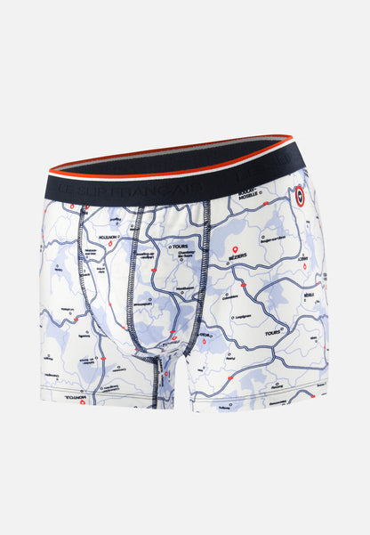 French-patterned white cotton boxers - Marius La France en slip