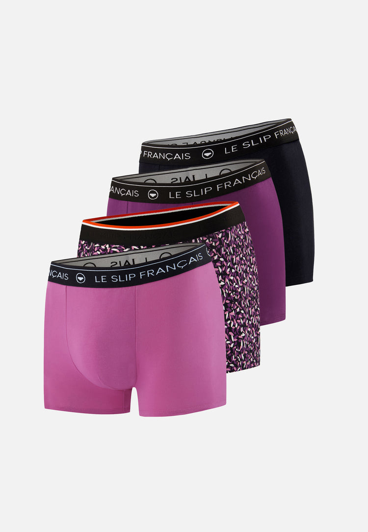 Lot de 4 boxers en coton - Boxers Gavotte Prune Fuchsia Prune Noir - Le Slip Français - 1