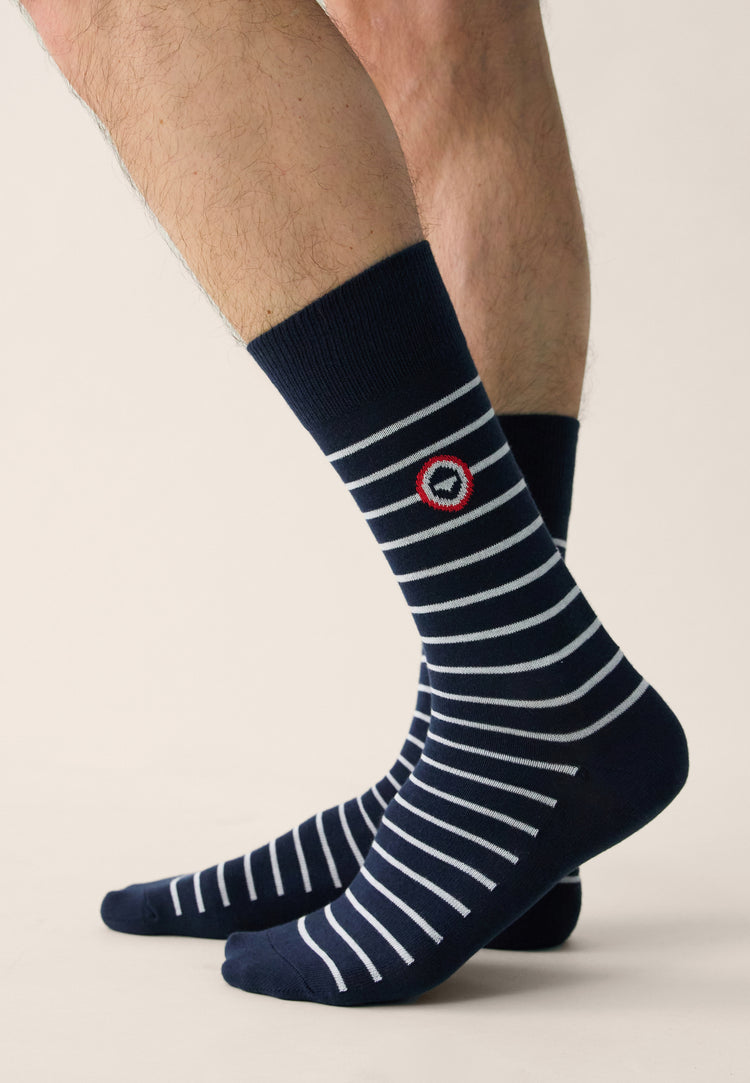 Pack of 10 mid-calf cotton socks - Topaz Socks Blue Turquoise White Navy Steel Anthracite Black Sailor - Le Slip Français - 4