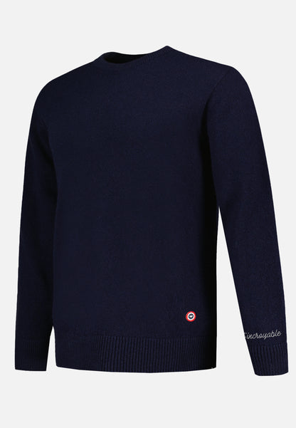 Pull homme bleu marine en maille - Jean Pull Marine Brodé L'Incroyable