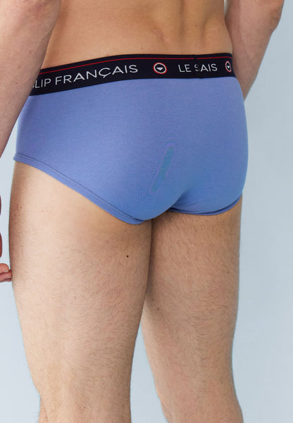 Lot de 3 slips en coton - Slips Bleu Marine Bleu Jean Et Indigo